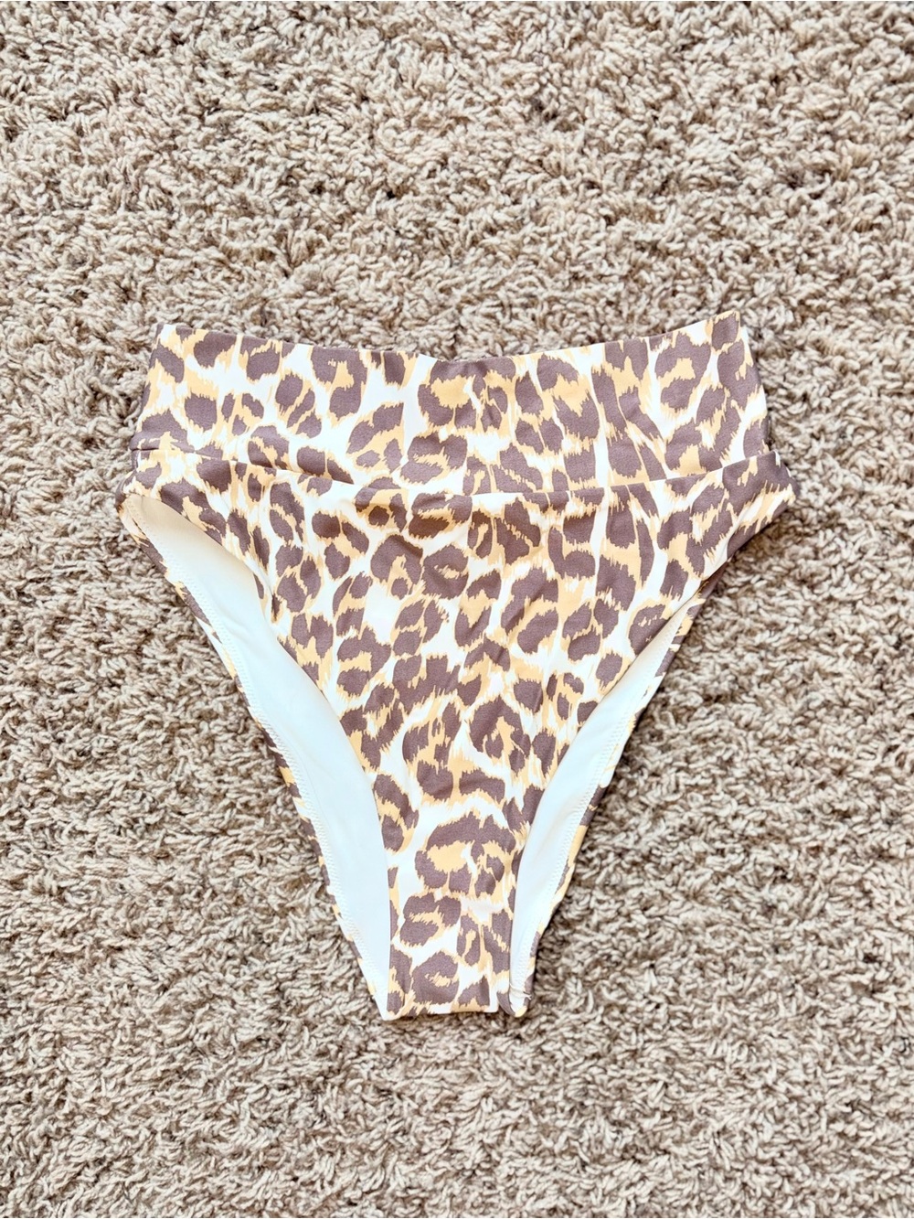 NWT Aerie Leopard Print High-Waist Bikini Bottoms in Tan and Brown Medium M